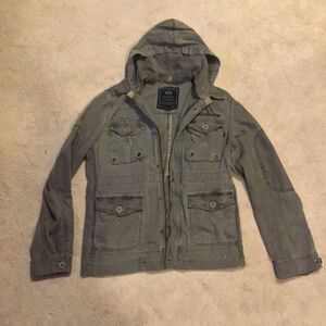 Alpha Industries Flight Jacket Army Green Military Removable Hood